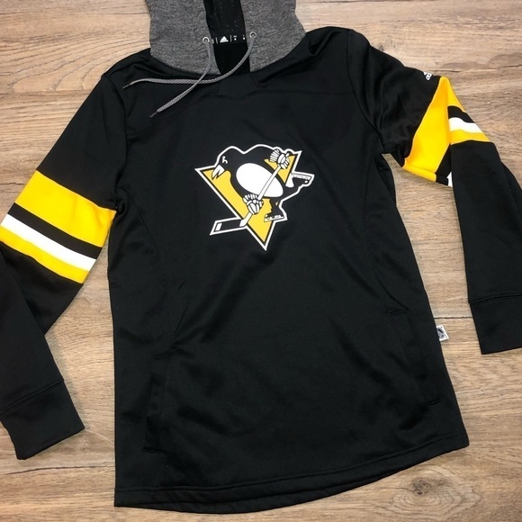 WOMEN'S adidas Black Pittsburgh Penguins Crewdie Pullover - Hoodie Medium - Picture 2 of 6